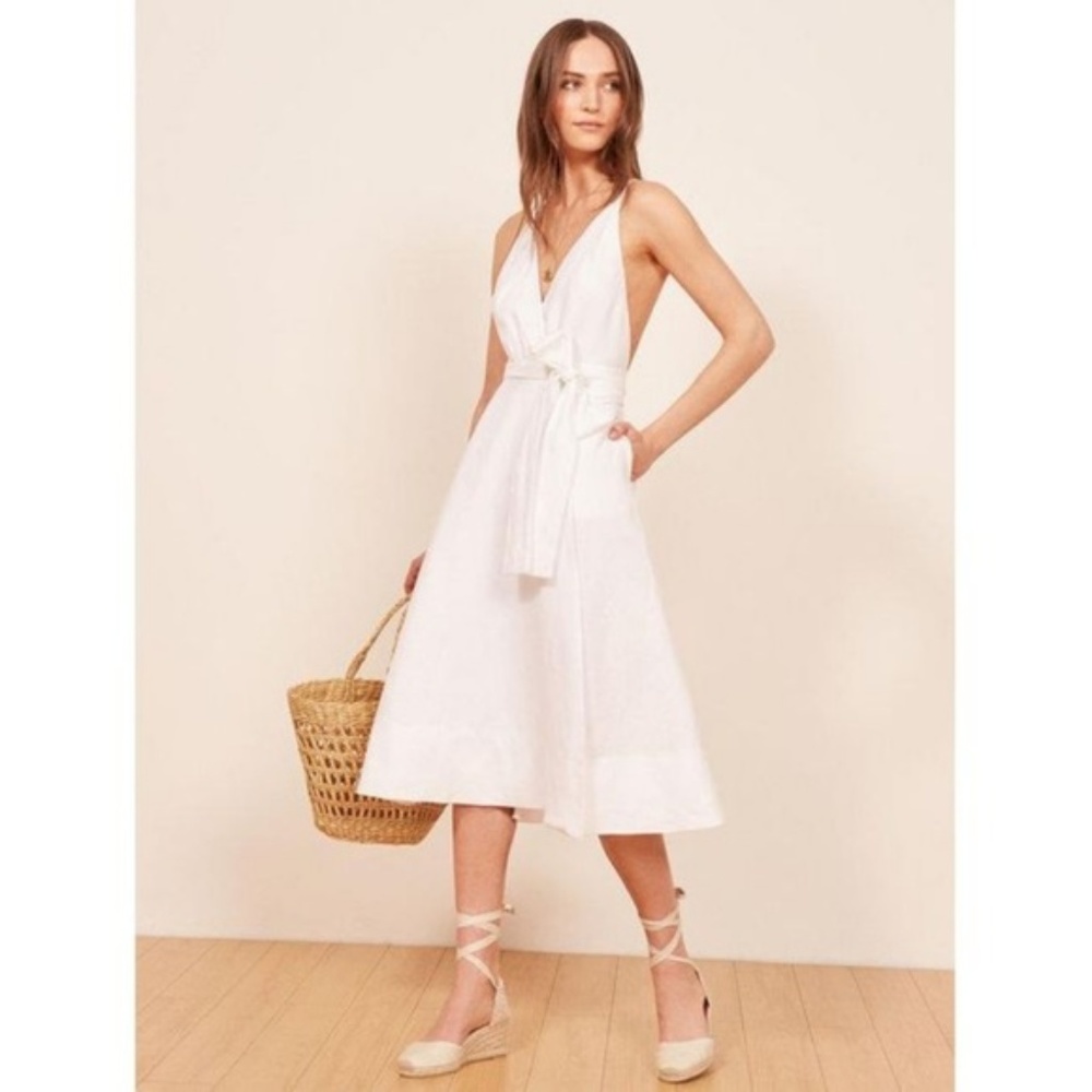 Reformation Maggie White Linen Dress XS (NWT)